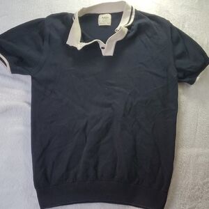 Navy Blue Polo Shirt with White Collar